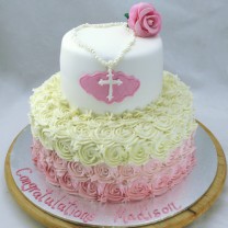 Religious Cakes - First Holy Communion Cake 2 Tier (D, 3LB)